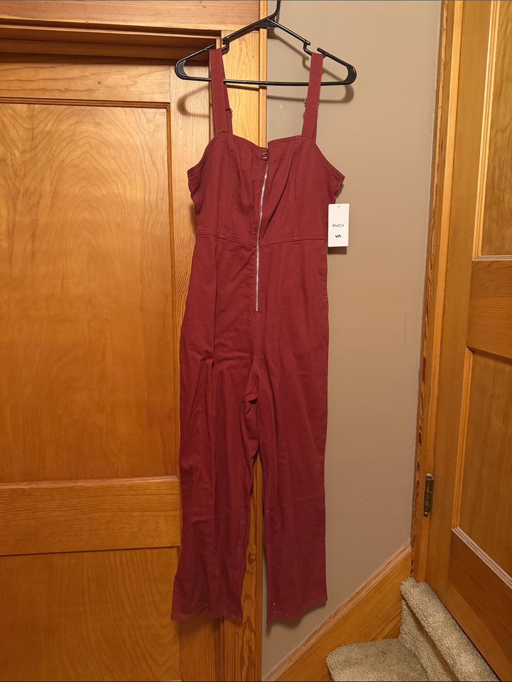 Women's Red Zip-Front Jumpsuit